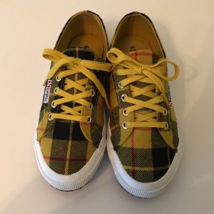 Superga yellow plaid sneakers
